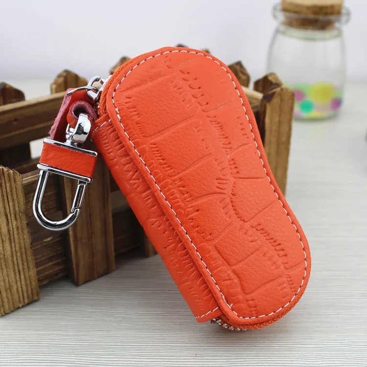 Orange Многофункциональный кожаный чехол для ключей унисекс, модный Мини милый чехол для ключей, органайзер, бумажник ключница, держатель для ключей - Цвет: Orange