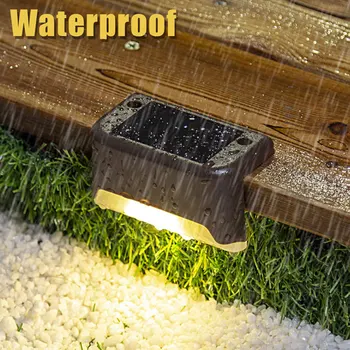 

12Pcs Outdoor Waterproof LED Lamp Fence Warm Solar Powered Deck Lights Solar Step Lights for Pathway Backyard Post