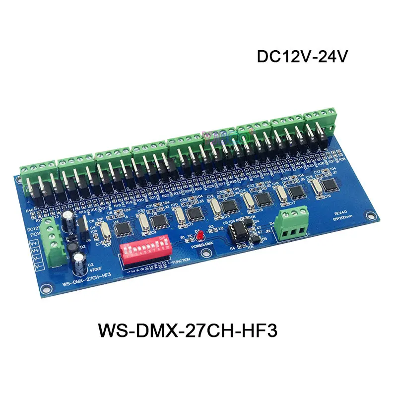 WS-DMX-27CH-HF3 27 каналов DMX512 декодер с XRL 3P RJ45 27CH led RGB контроллер для светодиодные ленты светильник, светодиодная лампа, DC12V-24V - Цвет: WS-DMX-27CH-HF3