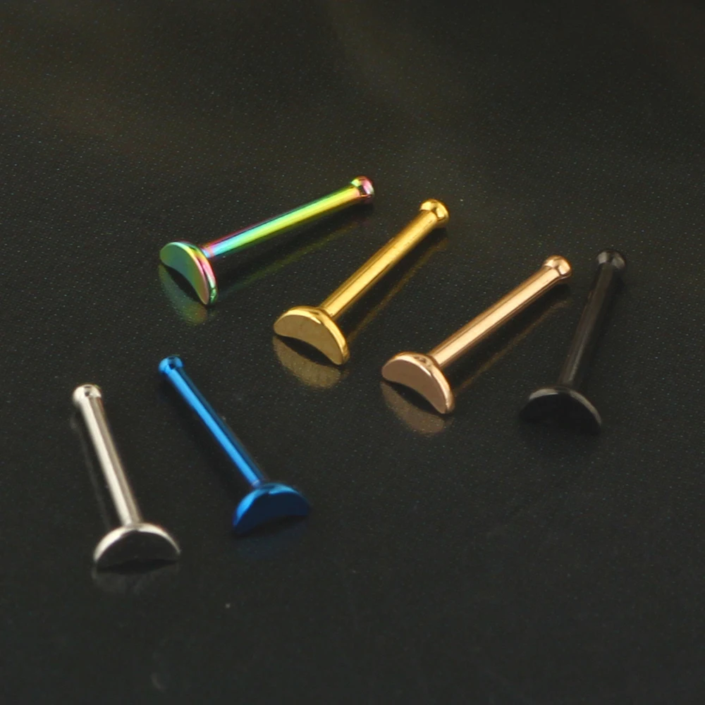 50Pcs 20G Bone Shape Nose Studs Nose Ring Hoop Stainless Steel Nose Piercings for Men Women CZ Clear Nose Stud Set Studs