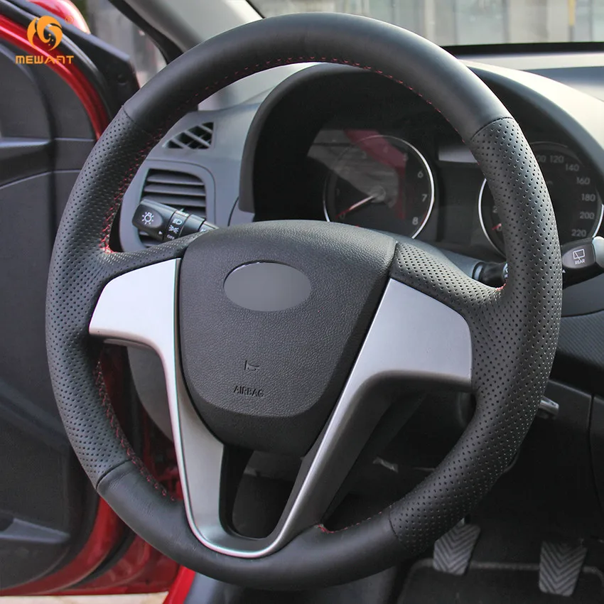 MEWANT для Hyundai Solaris 2010 2016 Verna i20 2009 2015 Accent черные чехлы рулевого колеса автомобиля из