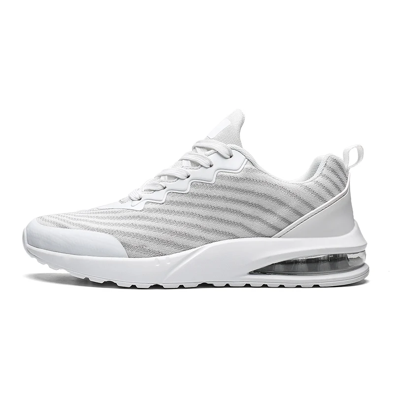 white gray Мужские кроссовки Flyknit TennisShoes, Мужские дышащие кроссовки с воздушной амортизацией, Tenis Masculino Adulto, мужская обувь, большие размеры 39-46 - Цвет: white gray
