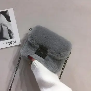 

Faux Rabbit Fur Bag Women 2020 Chain Crossbody Bag Shoulder Handbag Purse Mini Brand Designer Handbags Fashion Winter New