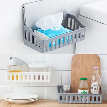 

Multifunctional Punch-free Storage Basket Plastic Hollow Storage Rack Simple Style Home Bathroom Reinforced Hanging Cosmetic Box