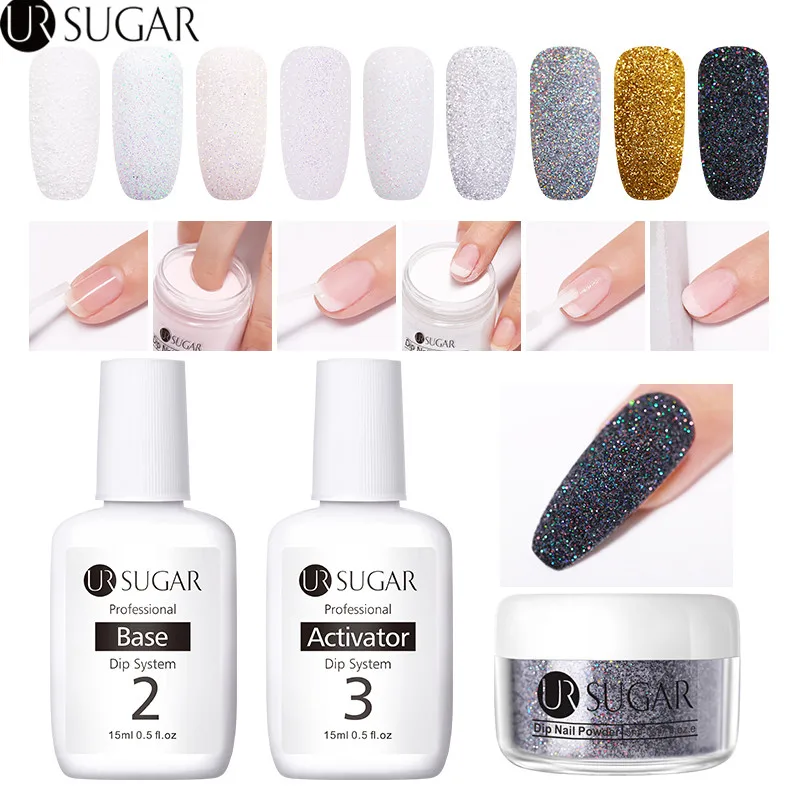 

UR SUGAR 4Pcs Dipping Nail Powder Set Holographic Gradient Dip Nail Glitter Powder Pigment Nail Art Decoration Natural Dry DIY