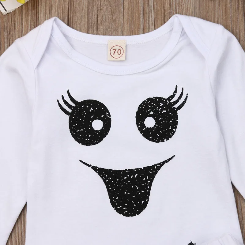 Emmababy из 4 вещей для новорожденных; Детские наряды для девочек на Хэллоуин; одежда с длинными рукавами комбинезон повязка на голову, леггинсы юбка-пачка комплект осенней одежды