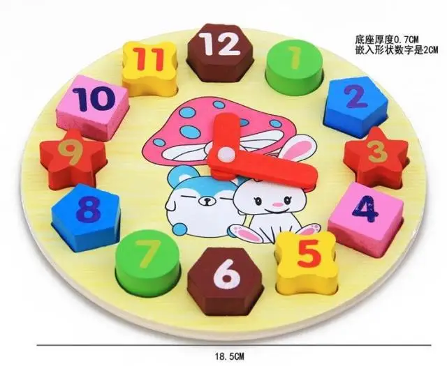 

Wooden Cartoon Rabbit Clock Children with Numbers Shape Clock Alarm Clock Building Blocks Clock Toy 2-5-Year-Old