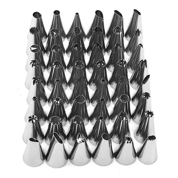 

50 PCS/Set Silicone Pastry Bag Tips Kitchen DIY Icing Piping Cream Reusable Pastry Bags +48Nozzle Set Cake Decorating Tools