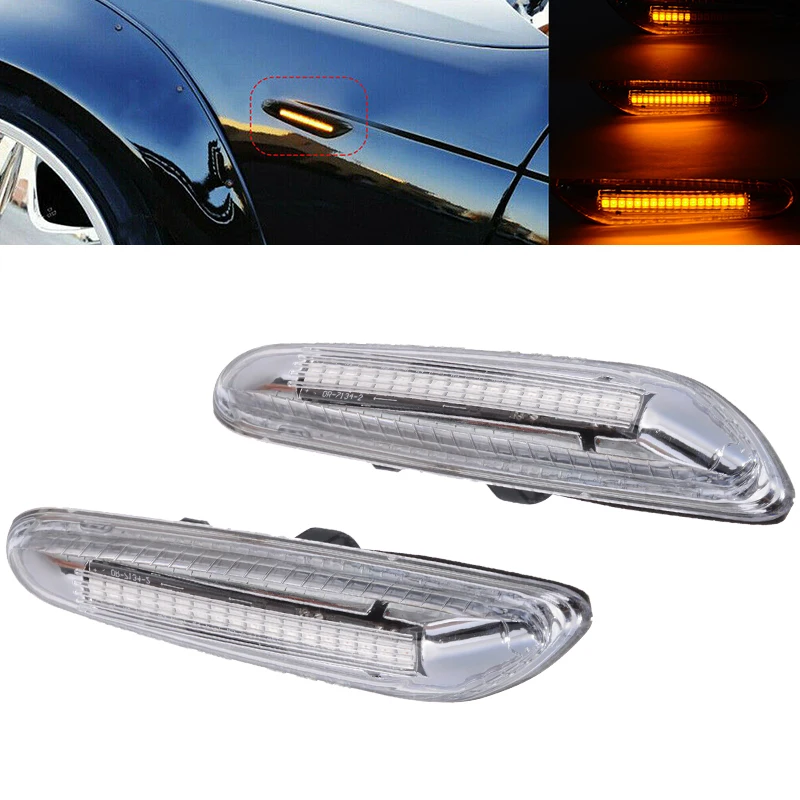 

2pcs/set 12V 5W Amber LED Car Flowing Side Marker Dynamic Turn Signal Lights For BMW E46 E60 E82 E92 E93