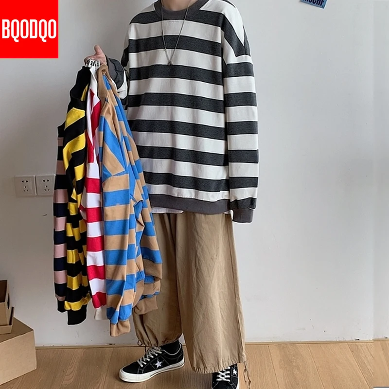 Harajuku Striped Hoodie Sweatshirts Men O-Neck Preppy Autumn Hip Hop Casual Sweatshirt Male Fashion Loose Streetwear Pullover XL Harajuku Striped Hoodie Sweatshirts Men O-Neck Preppy Autumn Hip Hop Casual Sweatshirt Male Fashion Loose Streetwear Pullover XL