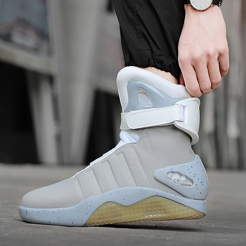 37-46 Plus Size Men Sneakers USB Rechargeable Led Shoes For Man Fashion Casual Shoes Back To The Future Glowing Running Shoes