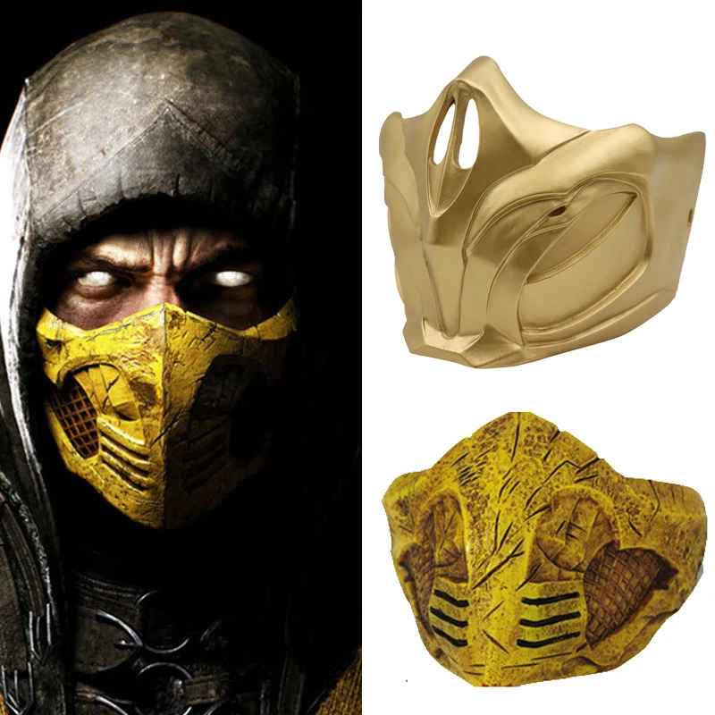 Маска для косплея из смолы аниме Mortal Kombat Scorpion маска взрослых желтая лица крутая