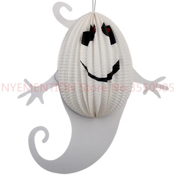 

300pcs/lot Ghost Spider Bat Hanging Paper Lanterns Halloween Decor Funny Spooky Door Hanger Lantern Toy Party Decoration Props