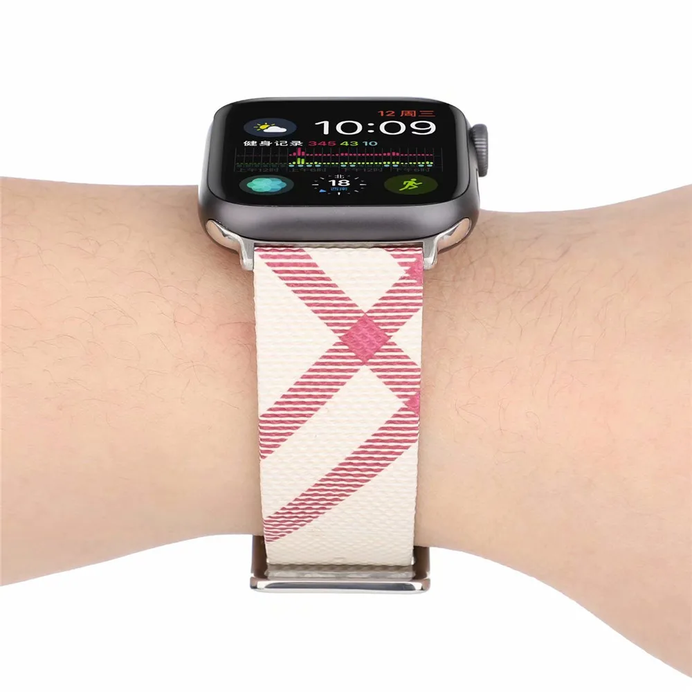 Ремешок для часов Apple watch 1/2/3 38 мм 40 ремешок из натуральной кожи в клетку iwatch 4/5 42 44