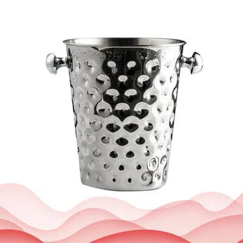 

1pc Ice Champagne Bucket Stainless Steel Wine Beer Holder Ice Bucket Ice Container Hotel for Home Party Bar (Silver)