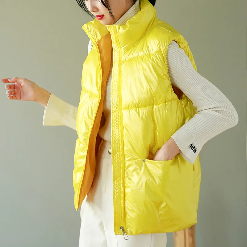 

2021 New Cotton Waistcoat Women's Short Korean Style Loose and Thin Thicken Stand Collar Small Vest Fashion Vest Trend