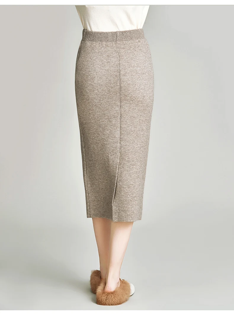 HAVVA осенняя и зимняя женская новая трикотажная юбка женская юбка с высокой талией средней длины одношаговая черная юбка Q4560