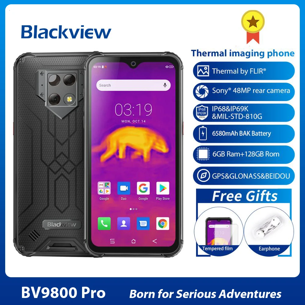 Blackview BV9800 Pro первый в мире смартфон с тепловизором 48MP камера Helio P70 Helio P70 6 ГБ+ 128 Гб 6580 мАч прочный телефон