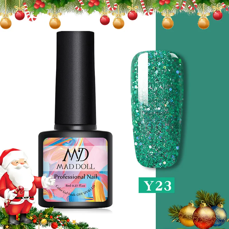 Y23 MAD DOLL, 8 мл, Платиновый УФ-гель для ногтей, голографический цвет, яркий блеск, блестки, Гель-лак, замачиваемый, УФ светодиодный, Цветной Гель-лак, сделай сам - Цвет: Y23