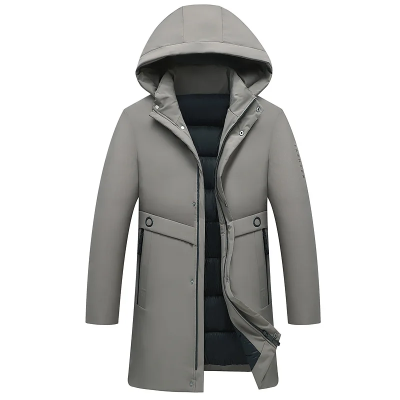 AKSR, мужская зимняя куртка, пальто, большой размер, толстое теплое длинное пальто, Зимняя Мужская парка, ветровка, куртки для мужчин, abrigo hombre - Цвет: Серый