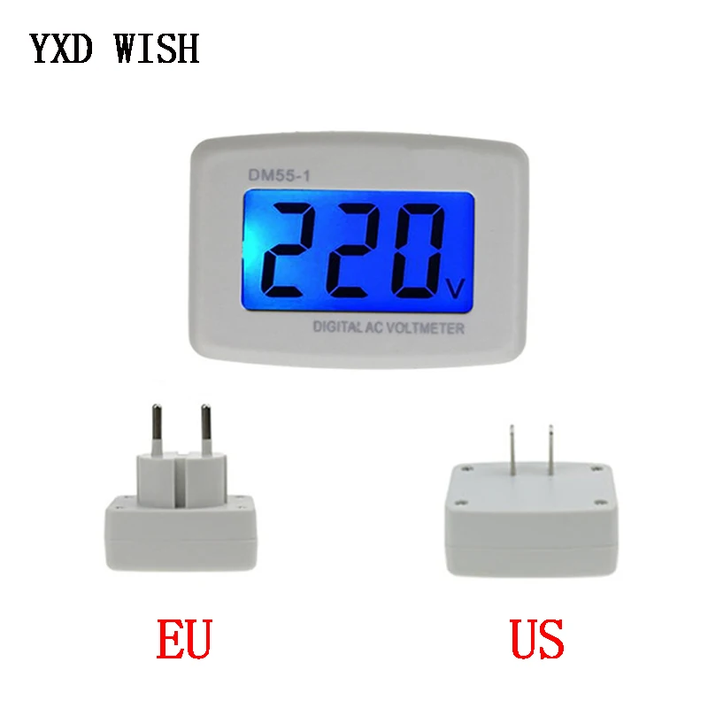 DM55-1 AC 80-300V LCD Digital Volt Meter Voltmeter US Plug Electric Pen Meters Docooler Ammeter Voltmeter 