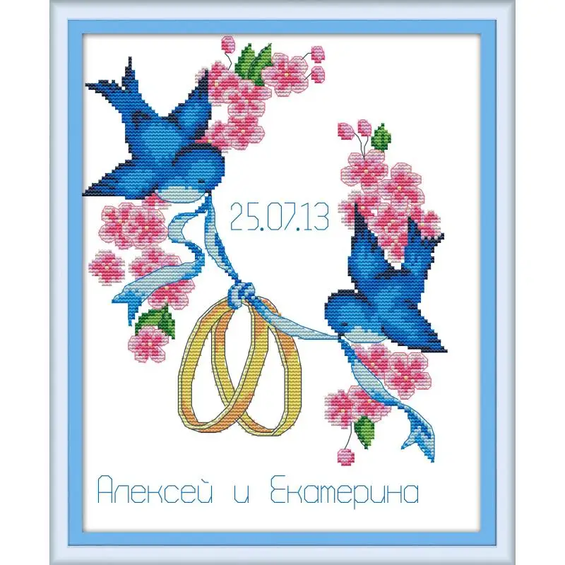 Joy Sunday печатное крестиком кольцо-голубь хлопок нить живопись 11CT14CT вышивка узор