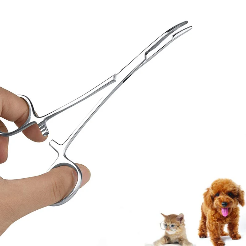 Stainless Steel Pet Dog Cat Ear Hair Tweezers Elbow Pliers Clip
