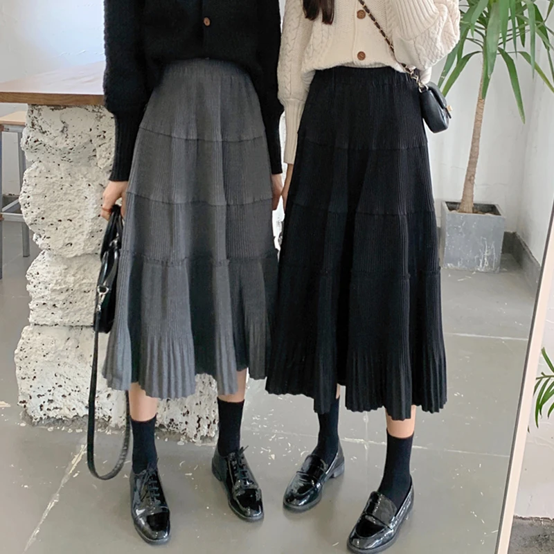 Faldas mujer moda трапециевидная однотонная Повседневная стильная Осенняя новая женская одежда юбки с высокой талией модный бренд