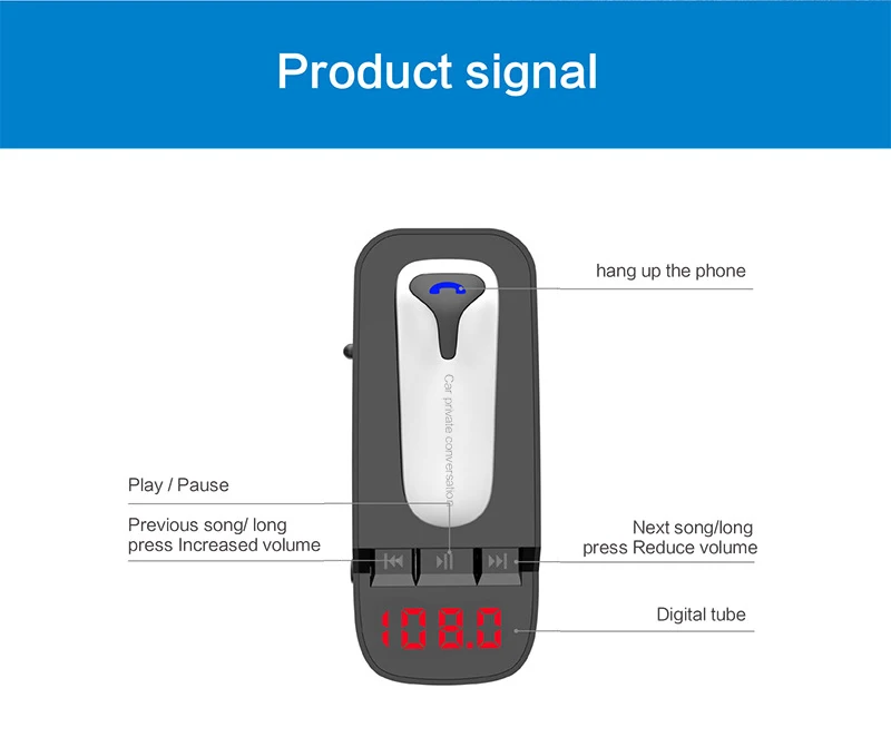 Автомобильная bluetooth-гарнитура, Bluetooth, автомобильный комплект, Bluetooth, громкая связь, Автомобильный MP3-плеер, Bluetooth V4.2, поддержка TF/U диск, автомобильное зарядное устройство