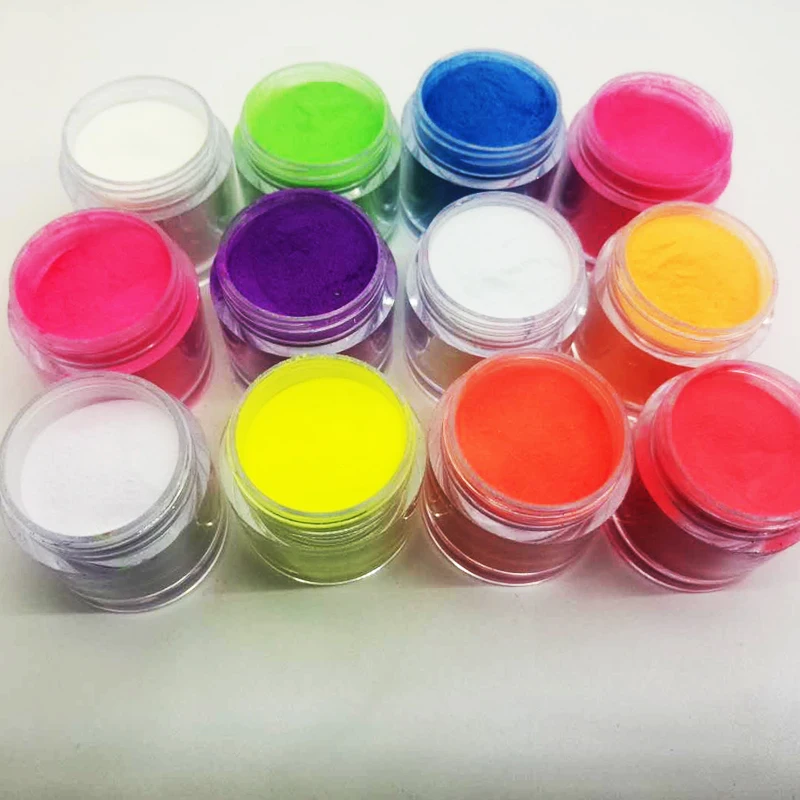 Acrílico da Cor do Unha do Frasco Escuro da Cor de Néon para a Arte do Unha e Design Pces Hgtrrt4 Brilho Ajustado Acrílico 12 no pó 10g 11 Brilho p/ unha