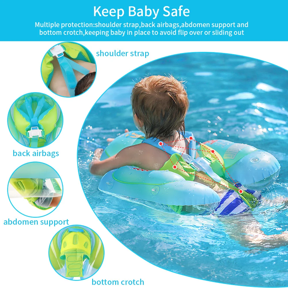 Inflatable Baby Swimming Float With Canopy Infant Kids Swim Pool Accessories Circle Bathing Toddler Rings Summer Water Toys