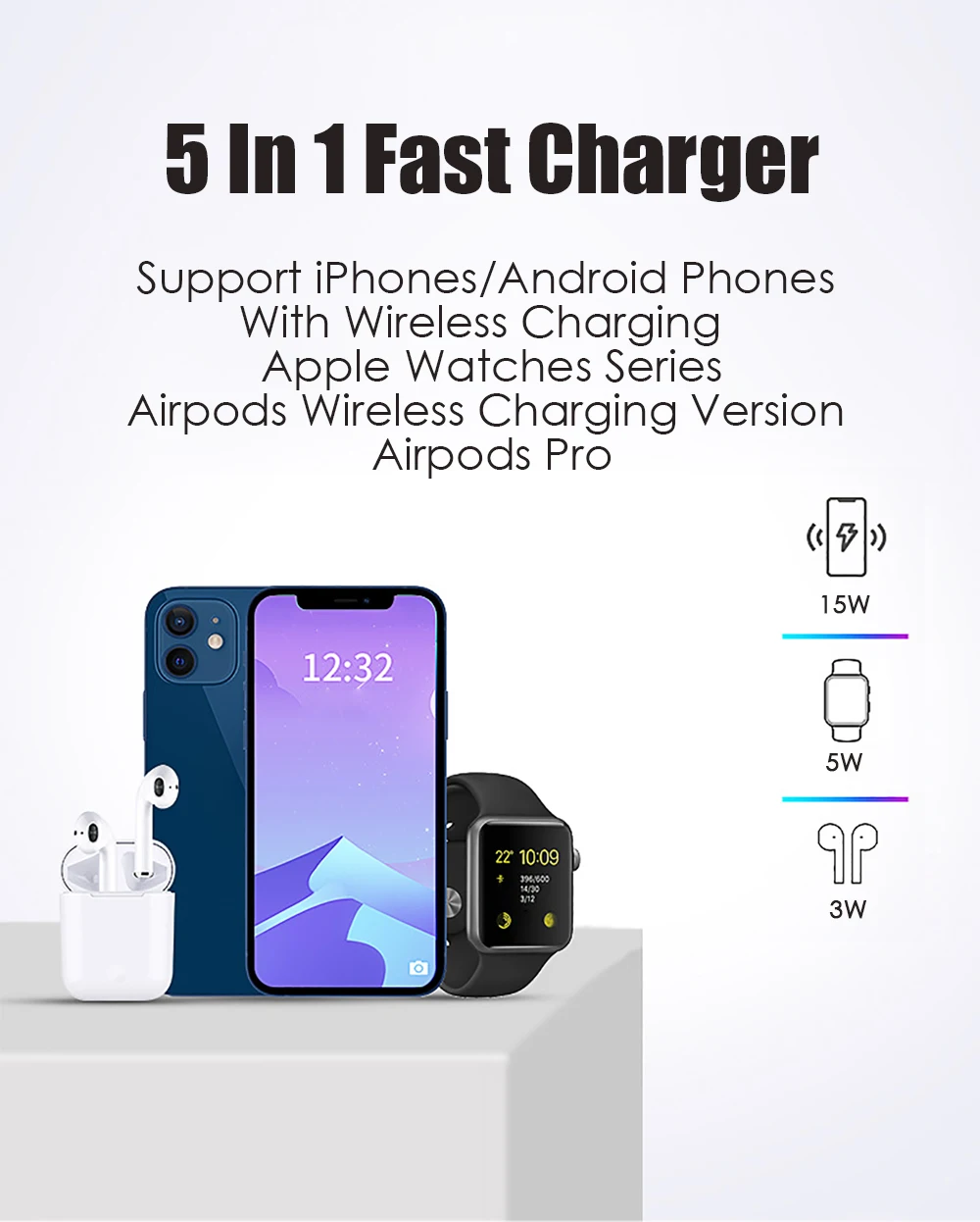 3 In 1 Magnetic 15W Qi Fast Charging Stand For Apple Watch 6 SE IWatch Airpods ProIPhone 12 Pro Max Mini Wireless Charger samsung battery pack