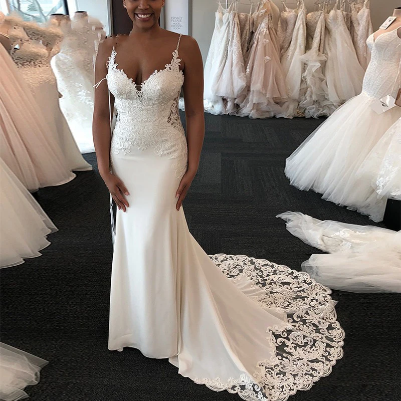 JIERUIZE-Sexy-White-Mermaid-Wedding-Dresses-African-Spaghetti-Neck-Criss-Cross-Back-Lace-Appliques-Bridal-Gowns