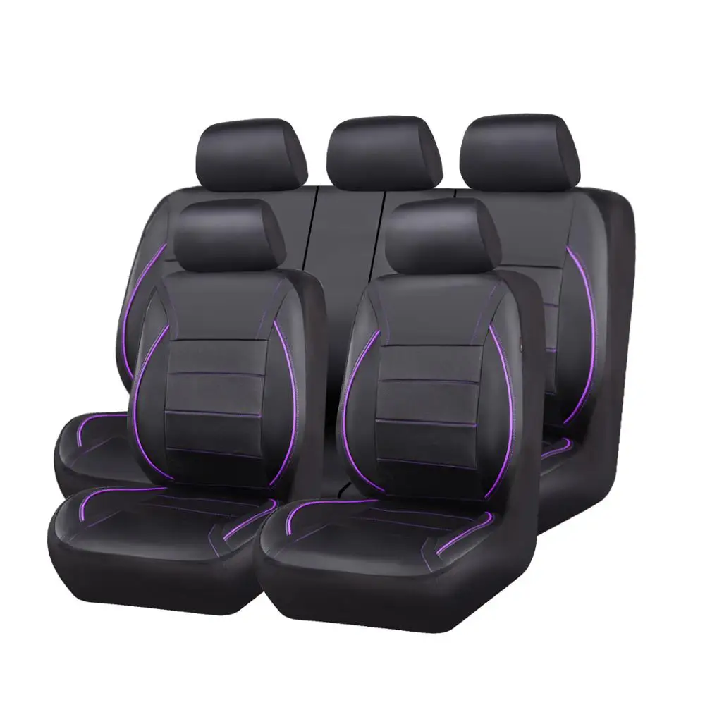 Purple Новинка, чехлы для сидений автомобиля класса люкс из искусственной кожи, универсальные чехлы для сидений автомобиля в подарок, автомобильные чехлы для сидений, подходят для большинства автомобильных сидений, водонепроницаемые - Color Name: Purple
