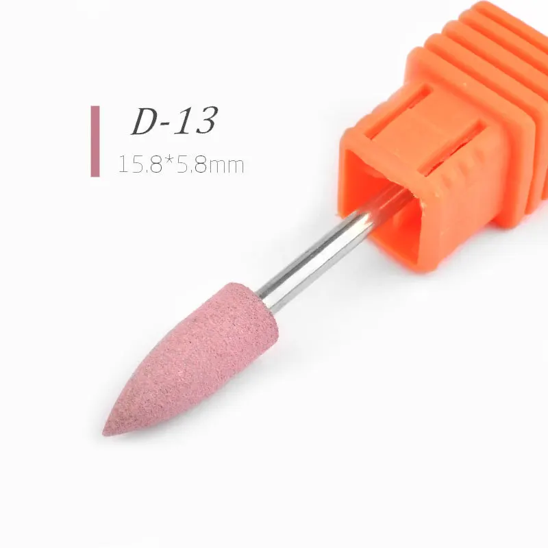 D-13 Керамический сверло для ногтей, педикюрный аппарат, инструмент для удаления мозолей, электрическая дрель 3/3" хвостовик, маникюрные пулевые насадки для очистки ногтей - Цвет: D-13
