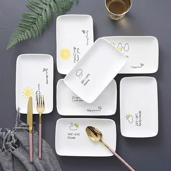 

Ceramic Storage Trays INS Rectangular Flamingo Dessert Tray Breakfast Plate Snack Fruit Plate Tray Home Decorative Organizer