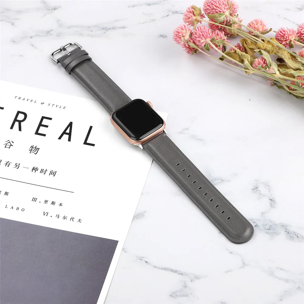 Ремешок для часов из натуральной кожи для Apple Watch 5, 4, 44 мм, 40 мм, 38 мм, 42 мм, спортивный ремешок, браслет, аксессуары для iwatch 3, 2, 1