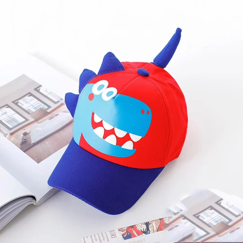 Весенне-Осенняя детская шапка с рисунком динозавра для маленьких мальчиков, бейсбольная кепка, модная повседневная Уличная Кепка для девочек, детская бейсболка