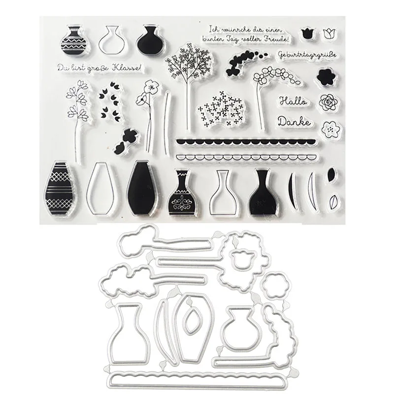 

Flower vase Transparent Clear Stamps/coordinating die for DIY Scrapbooking/Card Making/Kids Christmas Fun Decoration Supplies