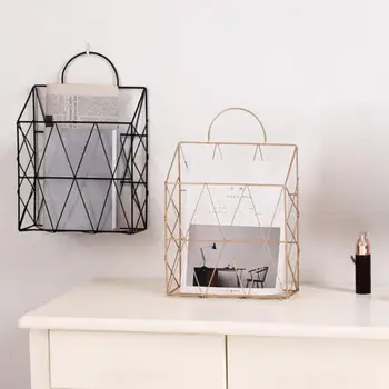 

Nordic Newspaper Book Sundries Organizer Desktop Wall Mount Iron Hanging Storage Basket