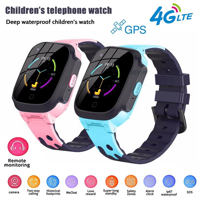 Смарт часы для детей 4G сеть Wi Fi GPS LBS SOS Детские с видеозвонком IP67