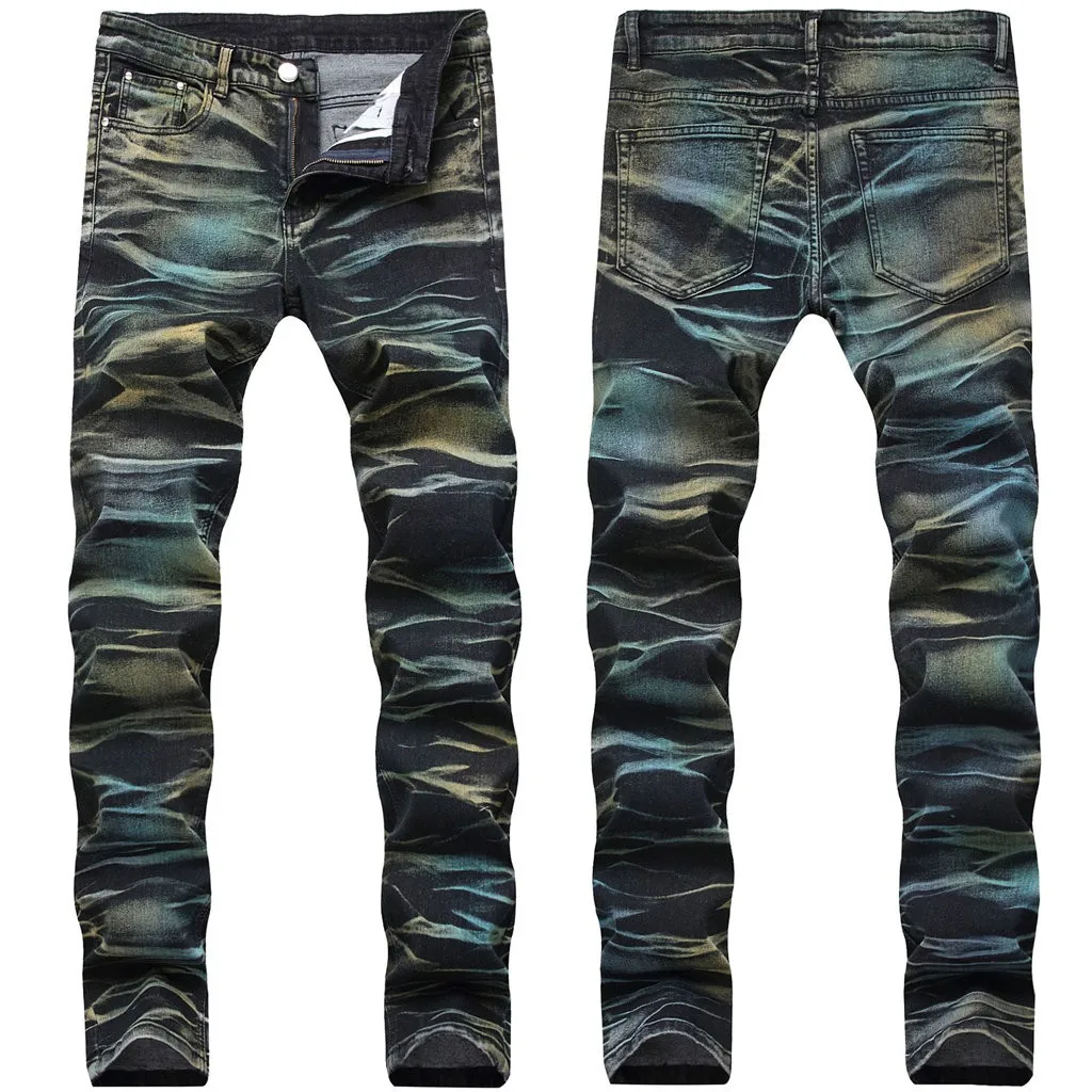 Best Selling Products Men's Fashion Retro High Street High Quality Washed Jeans Leggings Dark style Fashion Autumn Winter