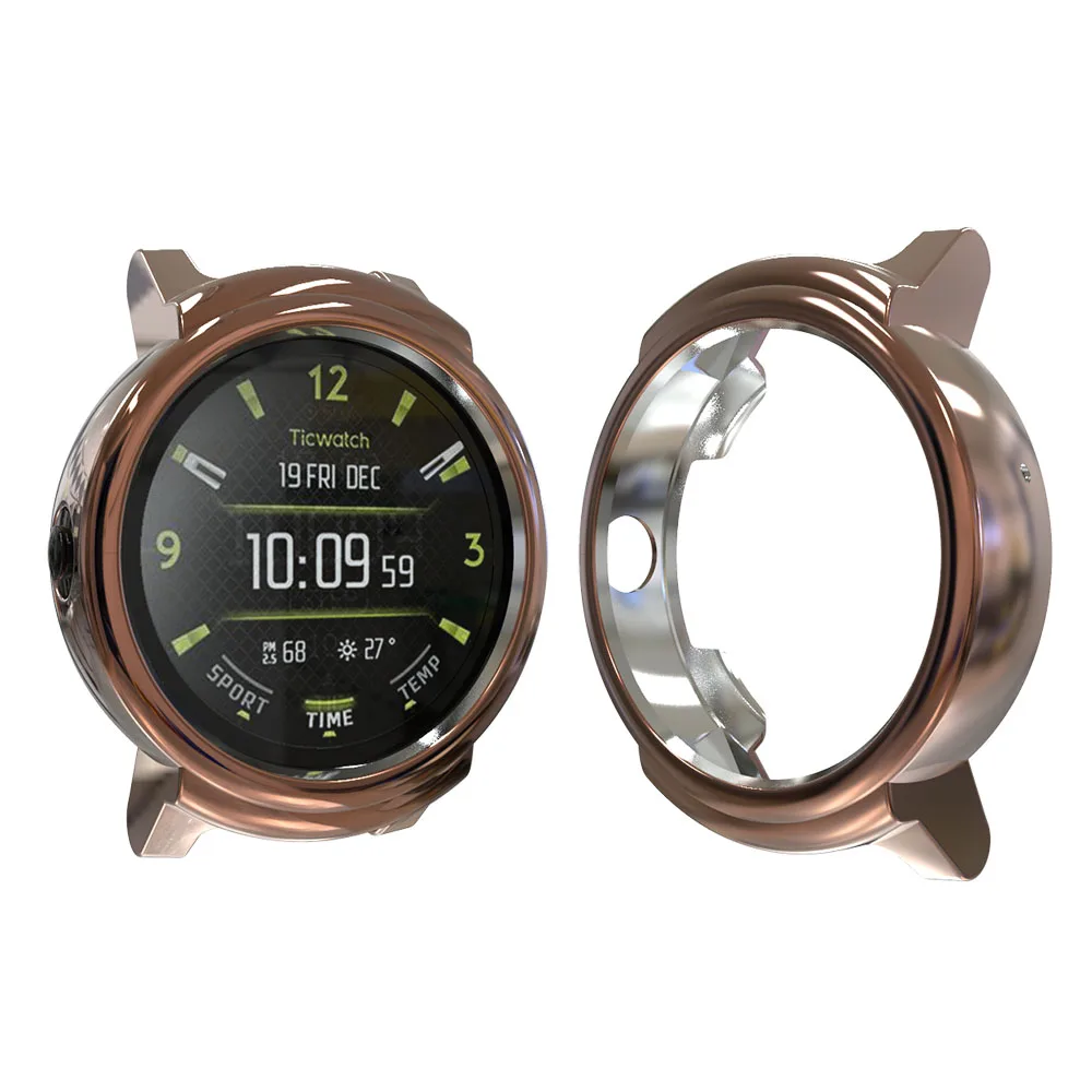 Rose Gold Tschick для Ticwatch E smtwatch защитный чехол для циферблата Чехол протектор TPU hell для Tic Watch E спортивные часы аксессуары - Цвет: Rose Gold