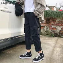 Брюки карго мужские уличная одежда размера плюс свободные карманы на шнурке для отдыха мужские корейские модные Harajuku спортивные штаны уличный стиль мягкие