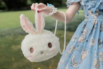 

Girl princess lolita bag birthday PARTY gift BUNNY bag hand made Lolita pink JK Shoulder Bag Messenger RABBIT Bag MD1013