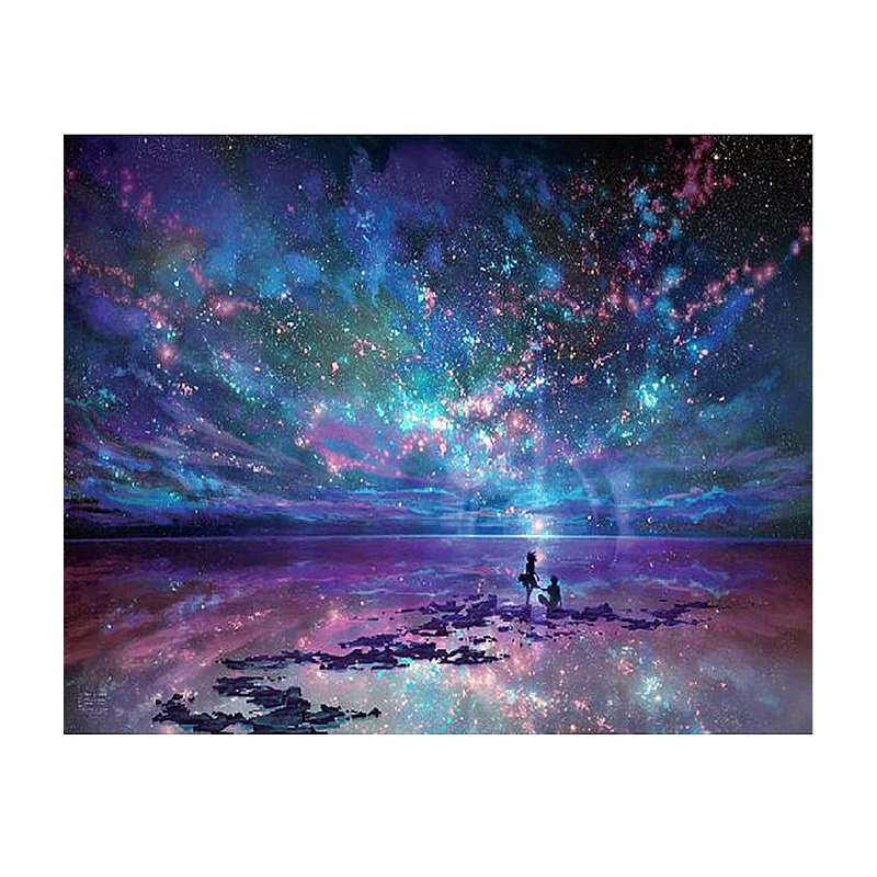 5D DIY Diamond Painting &quotLandscape Star Ocean" Embroidery Full Round Cross Stitch Rhinestone Mosaic Decor Gift | Дом и сад