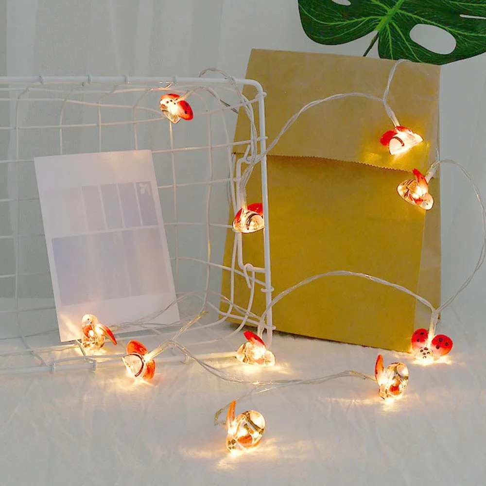 Ladybugs LED Fairy String Lights Battery Powered 10/20leds Waterproof Garden Patio Fence Christmas Ladybird Night Light Garland