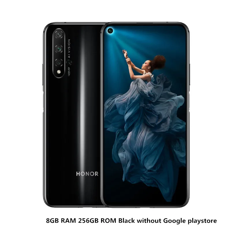 Мобильный телефон Honor 20, 8 ГБ, 128 ГБ, 6,26 дюймов, NFC, 48 Мп+ 16 МП, камера Kirin 980, Восьмиядерный, Android 9, супер зарядка, 3750 мАч, мобильный телефон - Цвет: 8GB 256GB Black No P