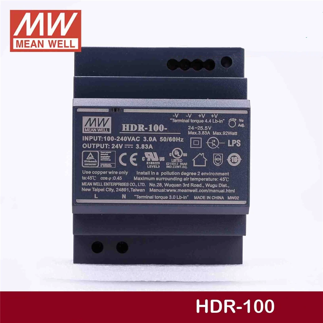 Оптовая цена MEAN WELL HDR 100 12 12V 7.1A meanwell 85 2 W одиночный выход промышленный din рейку