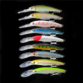 

NOEBY 9pcs 12cm 30g Trolling Fishing Lure 0-5m Floating Super MINNOW 9046 Crankbaits 3X Treble Hooks Hard Bait Fishing Tackle